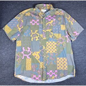 Y2K Urban Outfitters Women's Patchwork Paisley Button Down Shirt Boho Size XL